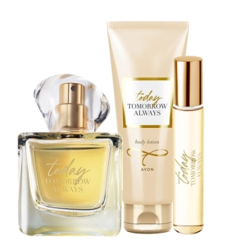 AVON TTA TODAY für Sie 3-teiliges Set mit Eau de Parfum Spray, Taschenspray & Körperlotion