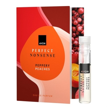 AVON PERFECT NONSENS Peppery Peaches Duftprobe mt Karte