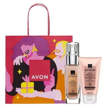 AVON ANEW SKIN RENEWAL 2-teiliges Set mit Power-Serum & Power-Multi-Protection-Shield Creme LSF 15