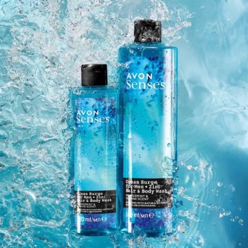 AVON senses OCEAN SURGE Shampoo & Duschgel für Männer Meeresbrise & Pfefferminznoten /250