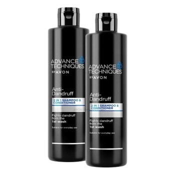 AVON Advance Techniques ANTI-DANDRUFF 2-in-1 Shampoo & Spülung gegen Schuppen mit Zink-Pyrithion /400 - Doppelpack