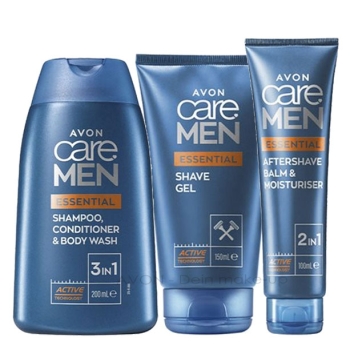 AVON care MEN ESSENTIAL 3-teiliges Pflegeset mit Shampoo/Spülung, Rasiergel & Aftershavebalsam