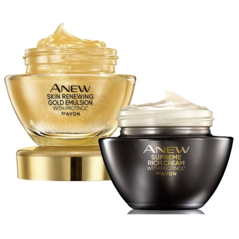 AVON ANEW 2-teiges Set SUPREME Creme mit Protinol™ & SKIN RENEWING Gold Emulsion mit Protinol™
