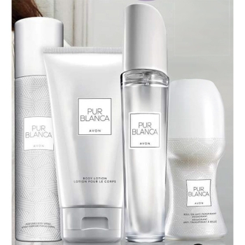 AVON Pur Blanca 4-teiliges Duft-Set mit Eau de Toilette Spray, Körperlotion, Körperspray & Deoroller