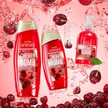 AVON senses Cherry Bomb 3-teiliges Pflege-Set + Geschenktasche Premium