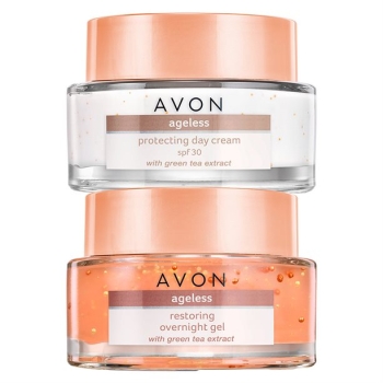 AVON Ageless (2-tlg) Pflege-Set Schützende Tagescreme LSF 30 & Anti-Aging-Pflegegel für die Nacht