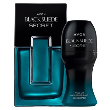 AVON Black Suede SECRET 2-teiliges Set mit Eau de Toilette Spray & Deoroller