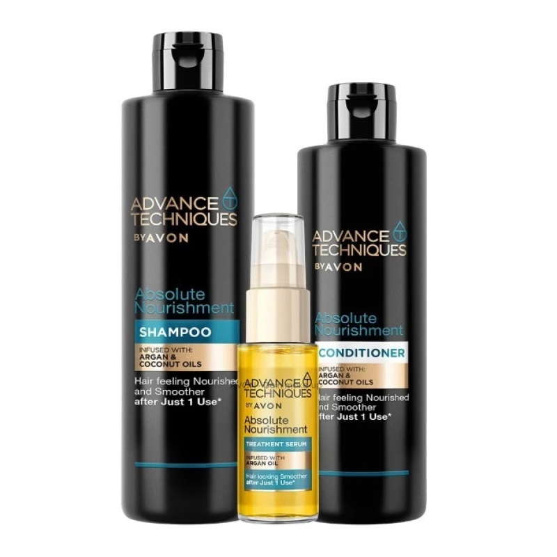 AVON Advance Techniques ABSOLUTE NOURISHMENT  /3-tlg Set mit Shampoo, Spülung & Serum