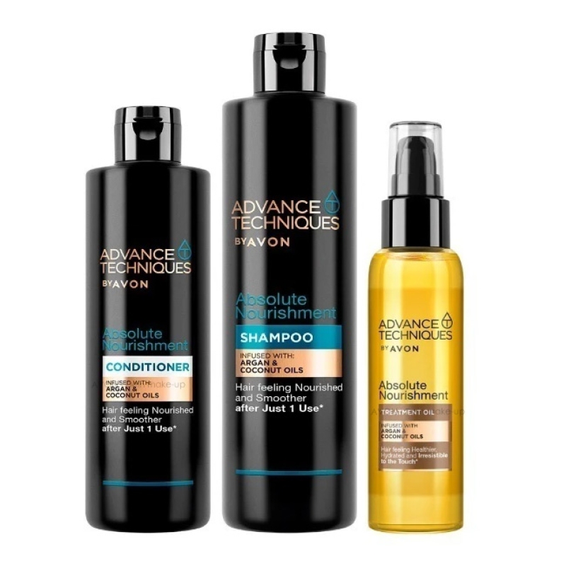 AVON Advance Techniques ABSOLUTE NOURISHMENT / 3-tlg Set mit Shampoo, Spülung & Pflegekur