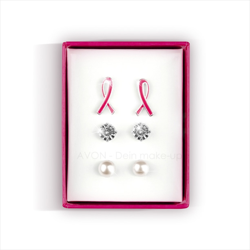 AVON Solidarität Set aus 3 Paar  Ohrensteckern / Versilbert