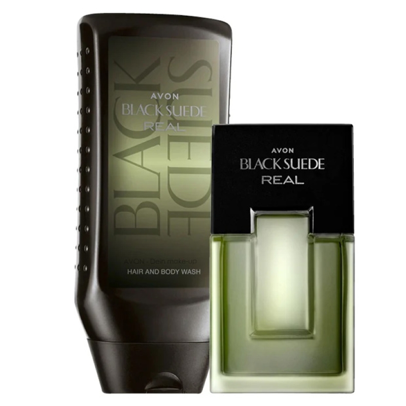 AVON Black Suede REAL (2-tlg) Düftset mit EdT Spray & Shampoo Duschgel