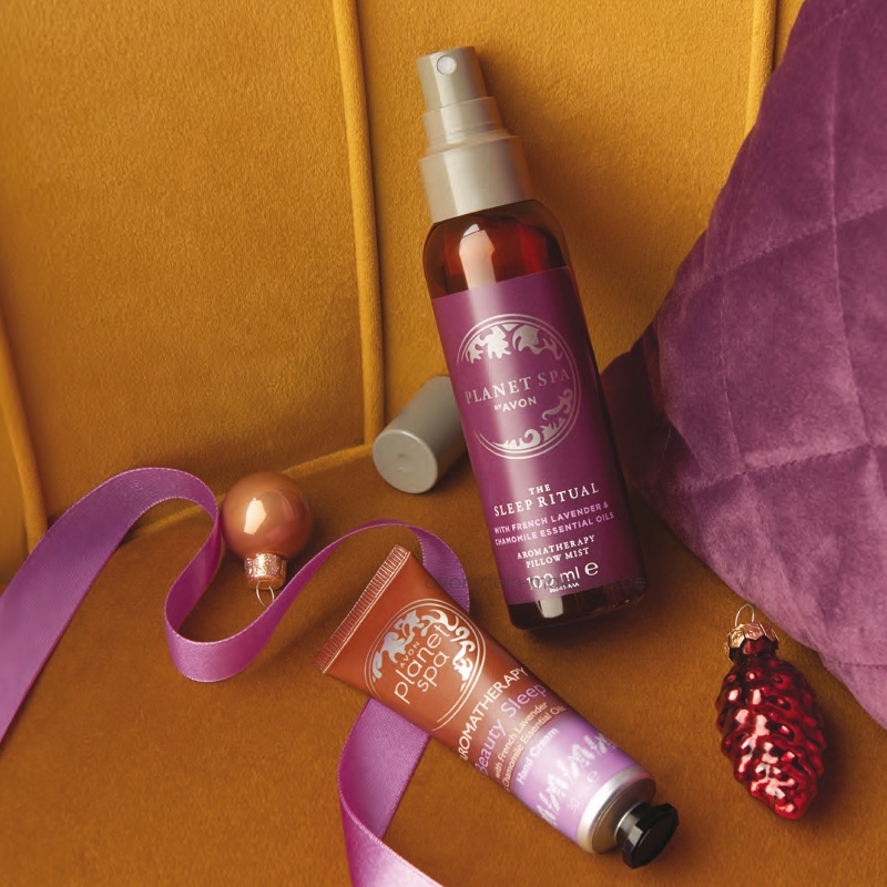 AVON Planet Spa The Sleep Ritual / 2-tlg Set mit Kissenspray & Handcreme mit Lavendel