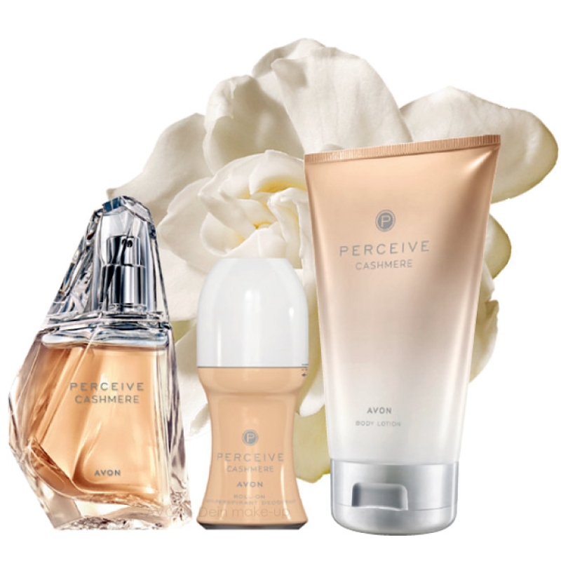 AVON Perceive CASHMERE 3-teiliges Set mit Eau de Parfum Spray, Körperlotion & Deoroller mit Geschenktasche