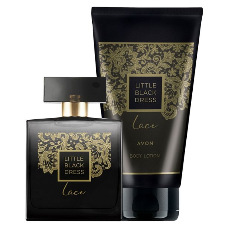 AVON Little Black Dress LACE 2-teiliges Set mit Eau de Parfum Spray  /100 & Körperlotion mit Geschenktasche